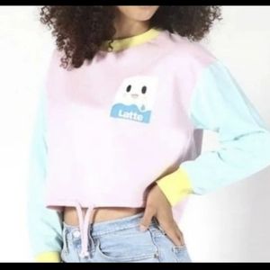 Tokidoki Latte Pocket Long Sleeve Crop Top Large NWT